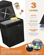 Pritent Car Trash Can with Lid, Cute Leakproof Car Trash Garbage Bag Hanging Vehicle Trash Bin Small Portable Automotive Garbage Cans Organizer for Back/Front Seat(4 Gallons,Black)