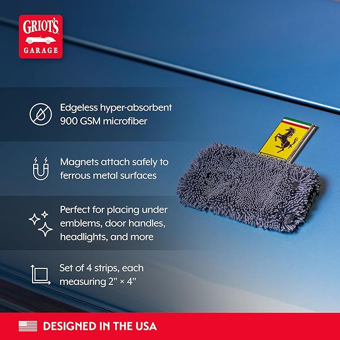 Griot's Garage PFM Trickle Trap, Hyper-Absorbent Car Drying Pads, Prevents Water Spots and Etching, Machine Washable, 2’ x 4”, Set of 4