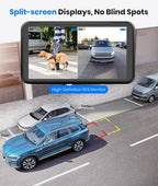 AUTO-VOX White Solar Wireless Backup Camera with 5" 1080P Monitor: 5000mAh Battery 2 Mins DIY Installation & 2 Split Screen Back Up Camera, IP69K Waterproof Reverse Camera for Car, Van, SUV, Truck