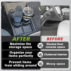 BestEvMod Gen 2 Lower Center Console Organizer Tray Compatible with Rivian R1T R1S 2026 2025 Gen 2 Fit 32oz Bottle Interior Accessories ABS Material with PVC Trim Floor Console Storage (Black)