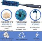 oesee 7PCS Car Wheel Rims Detail Cleaning PRO Wash Kit, Wheel Wash Mitt, Tire Brush, 2PCS Soft Woolies Wheels Brush, Detailing Brush, and Tire Dressing Pads, Microfiber Dry Towel Scratch-Free Cleaning