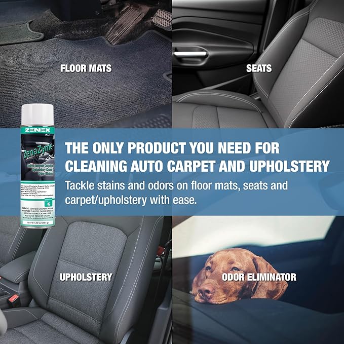 Zenex ZenaZyme Active Enzyme Carpet & Upholstery Cleaner - Professional-grade Stain Remover | Deep Foaming Formula for Carpets, Upholstery, & Interiors | Fresh Scent | 20 oz (2 Pack)