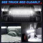 MICTUNING 2Pcs 60 Inch White LED Cargo Truck Bed Light Strip Lamp Waterproof Lighting Kit with On-Off Switch Fuse 2-Way Splitter Cable Compatible with Pickup RV SUV and More
