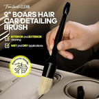 Fantasticlean 9PC Car Detailing Kit，Boars Hair Brush，Horse Hair Bristle，Suede-Coral Cloth，Car Dust Brush，Microfiber Towel & Applicator，Scratch-Free & Ultra-Soft for Leather, Seats & Interior Cleaning