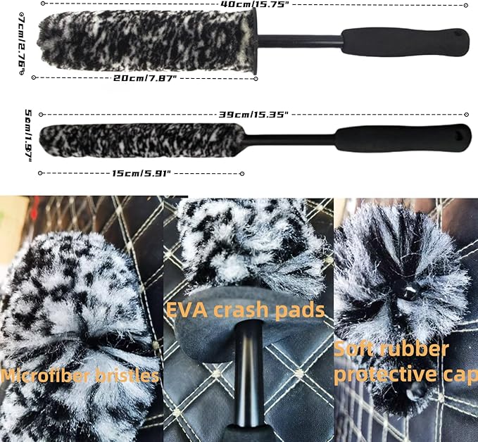 4PCS Wheel Brush Kit for Cleaning Wheel and Tire, Wheel and Rim Brush, Car Detailing Brushes, 360 Degree Bendable & Durable Car Wheel Rim Cleaner Brush Set (Grey)