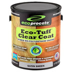 Eco-Tuff Finish Polyurethane Clear Coat — UV Resistant & Non-Toxic Wood Sealer — Clear Protective Water Based Sealant for Concrete Surface, Wood Floor, Cabinet, Countertop,Furniture — 1 Gallon — Satin