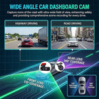 4K Dash Cam Front and Rear, NHOPEEW 3.16" Screen Dual Dash Camera for Cars with WiFi & GPS, Night Vision, 170°Wide Angle Car Dashboard Cam, G-Sensor, Loop Recording, 64GB Card Included