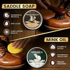 5-in-1 Leather Care Kit with Saddle Soap & Mink Oil, Leather Cleaner and Conditioner for Cowboy Boots, Jackets, Handbags, Car Interiors, Ideal Gift for Leather Lovers