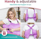 Zomaple Mastectomy Recovery Pillow with Strap, Swirly Gel Pack, Seat Belt Cover & Shower Lan – Post Mastectomy Must Haves, Breast Augmentation/Reduction & Mastectomy Recovery Supplies – Washable Cover