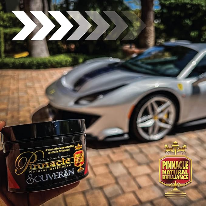 Pinnacle Natural Brilliance Souveran Wax | Hand-Poured Carnauba Wax for Deep, Rich Shine | Enhances Gloss & Clarity for Stunning Paint Finish | PIN-312-S | 3oz