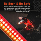 TRUE MODS 1pc 8" LED Motorcycle Turn Signal & Brake Taillight Strip [Waterproof] [Dual Row] [RED Tail & Brake] [AMBER Sequential Blinker] Self Adhesive Surface Mount Flexible Lamp for ATV Dirt Bike