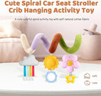 Stuffed Spiral Baby Car Seat Toys, Best Newborn Shower Gifts, Soft Infant Essentials Must Have Stroller Hanging Toys (Vibrant Nature)