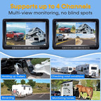 Wireless RV Backup Camera 7-inch for Trailer: Easy Setup Solar RV Rear View Camera with Recording - 4 Channels Strong Magnetic HD 1080P Long-Battery Life for Camper, Truck, Fifth Wheel