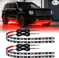 LED Strip Lights 12V Cuttable IP68 Waterproof 12 Inch Interior Exterior Underbody Light for Car SUV Truck Motorcycle Boat Golf Cart 18 SMD 5050 Red 4 Pack