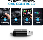 ZORVIA Wireless CarPlay Adapter for iPhone & Android Auto 2026 Upgraded - Convert Wired CarPlay to Wireless, Fast Auto Reconnect, Plug and Play, USB-C & USB-A (Black)
