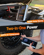 WOLFBOX 3000A Jump Starter with Air Compressor, 59.2Wh&160PSI Portable Car Battery Jump Starter with 65W Fast Charging, 12V Battery Pack (8L Gas 6L Diesel Engine) with Boost, Light and Jumper Cables