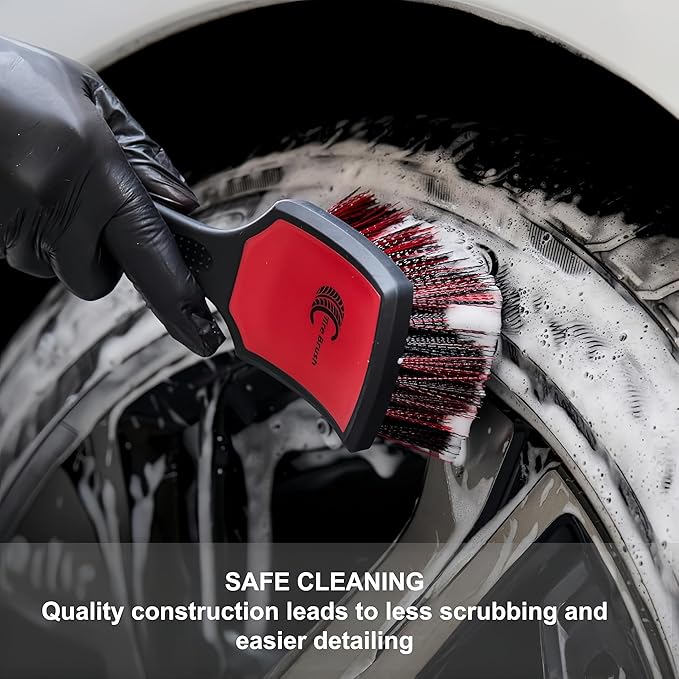 Car Wheel & Tire Brush Set, 2Pack Tire Brush and Wheel Rim Brush, Soft & Stiff Bristle Wheel Cleaner Brushes, Scratch-Free Car Wheel Brush Kit for Cleaning Wheels, Tires, Cars, Trucks
