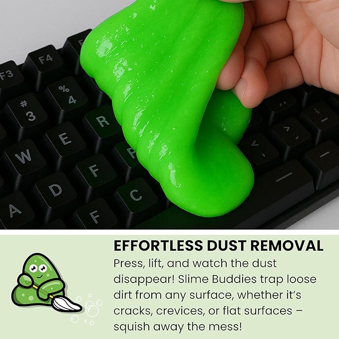 Slime Buddies Car Cleaning Gel Putty - 12 Pack Apple Scented Interior Detailing Tool for Cup Holder, Air Vent & Keyboard - Reusable Auto Detailing Accessories - Dust Remover Goop - Gifts for Men Women