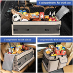 Trunk Organizer with Built-in Insulated Leak Proof Cooler Bag,Collapsible Cargo Organizer for SUV with Non Slip Bottom Strips,3 Large Compartments Foldable Waterproof Portable Car Storage Box
