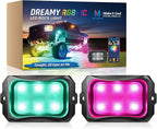 MICTUNING C2+ RGB+IC Chasing Color Rock Lights, IP68 Waterproof, 2 pcs Replace Rock Neon Light (Not Inlcude Controller)