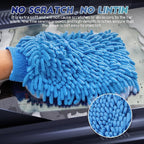 wuyaoyao 2PCS Car Wash Mitt, 10.14"×7.12" Chenille Microfiber Car Wash Mitts, Scratch-Free & Lint-Free, Absorbent Double Sided Clean Glove for Cars Cleaning, Auto Cleaning Supplies (Sky Blue)