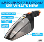 ThisWorx Car Vacuum Cleaner 2.0, Portable Handheld Mini Vacuums Cleaner W/ 16ft Cord, LED Light, Bag, & Attachments- Small Vac for RV, Boats, Travel, Car Accessories, Lightweight