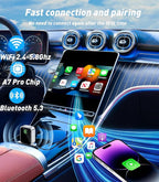 Wireless CarPlay Adapter for iPhone(2025 Upgraded),Mini Size & Plug - Play,Converts Wired to Wireless Apple CarPlay,No Delay Carplay Dongle for Apple iOS 10+/Android 11+ and Above