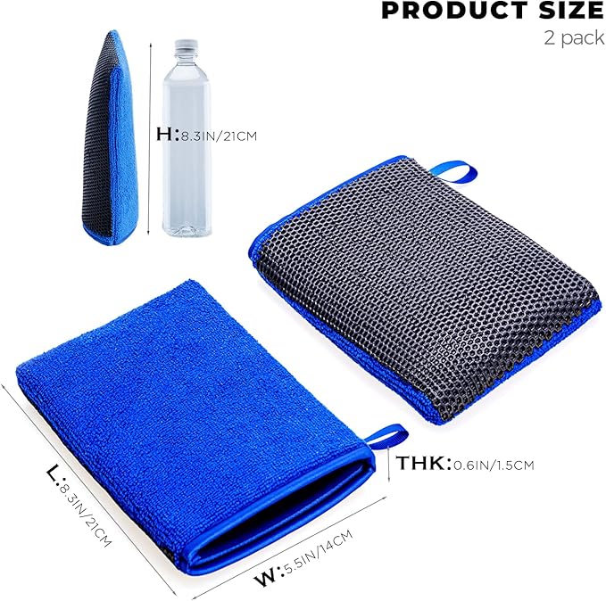 2 Pack Clay Mitt, Microfiber Clay Bar for Car Detailing, Reusable Clay Bar Glove Clay Towel, Scratch-Free Safe Clay Eraser Mitt for Cars Paint Polishing