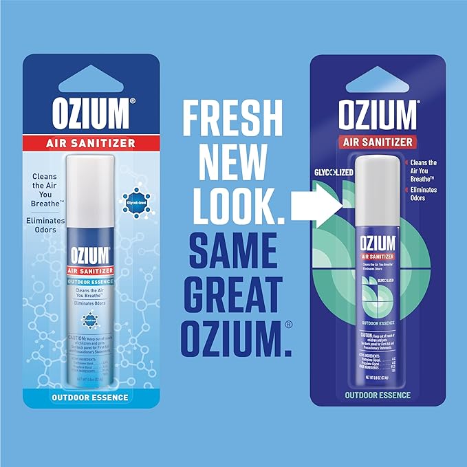 Ozium Air Sanitizer & Odor Eliminator for Homes, Cars, Offices and More, Outdoor Essence, 0.8 Oz (Pack of 3) (packaging may vary)