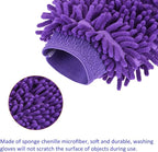 M METERXITY Microfiber Chenille Wash Mitt - Double Side Reusable Gloves for Cleaning Scratch-Free, Apply to Car Cleaning, Kitchen