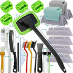 21Pcs Small Cleaning Brush Set for Car Glass & Gap Crevice Cleaning - Window/Door Tracks, Bathroom Sink, Mirrors, Window Sills, Sliding Doors, Shower Door Tracks