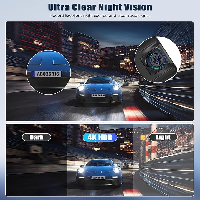 10.88 Inch Mirror Dash Cam,4K Touchscreen Rear View Mirror Front and Rear View Dual Cameras,Night Vision,G-Sensor,APP Control,Motion Detection,Loop Recording,Parking Assistance,Parking Monitor