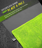 KKV Full-Sized SUV Drying Towel, 48”x24” Dual Sided Microfiber Car Cleaning Towel with Twisting Yarn Technique, 1400GSM Super Absorbent, Scratch-Free, Machine Washable (Darkgray-GreenYellow)