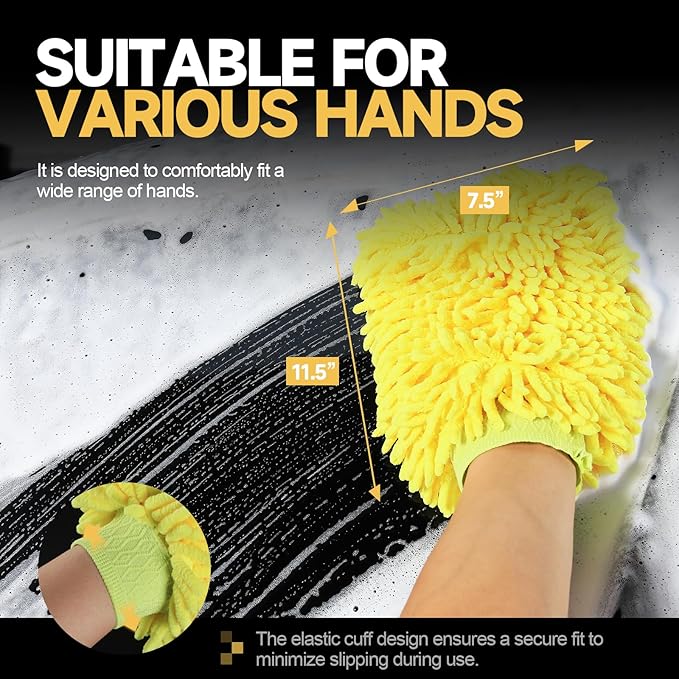 toretark Microfiber Car Wash Mitt, Car Sponge Wrapped in Soft, Plush Fiber Cloth Material, Safe Washing with Any Car Soap, Bucket, Foam Gun, Foam Cannon, Other Cleaning Supplies