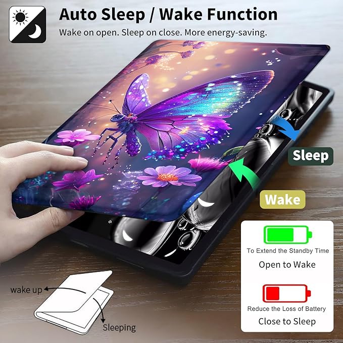 Case for Kindle Scribe,360 Degree Rotating Swivel PU Leather Stand Flip Folio Cover with Auto Wake/Sleep for Amazon Kindle Scribe Cover 10.2 Inch (2024/2022 Release),Glitter Butterfly
