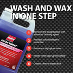 Malco Ultra Violet Premium Wash'n Wax – Best 2-in-1 Car Wash and Wax/Cleans and Provides A Durable, High-Gloss Shine in One Fast and Easy Step / 64Oz. (107164)