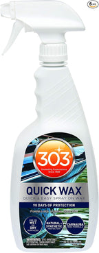 303 (30213-6PK) Marine Quick Wax - Quick And Easy Spray On Wax - 90 Days Of Protection - Provides a Slick, Protective, Glossy Shine - Use On Wet Or Dry Surfaces - Carnauba Wax, 32 fl. oz. 6 Pack