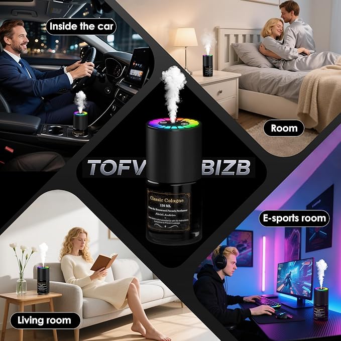 Car Air Freshener, Smart Car Air Freshener, Music-Synced RGB Ambient Lights with Auto On/Off, 150ml, Suitable for Cars, Homes, Offices, Bedrooms (Angels)
