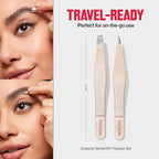 Revlon Designer Series Mini Tweezer Set, Hair Removal Tool Kit with Slant & Point Tips, Portable and Easy to Use, Made with Long Lasting Stainless Steel, 1 Count (Pack of 2)