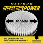 VViViD Drill Backing Plate + Power Scrub Brush Attachment, 4” inch / 100mm Diameter Surface Area, Hard Bristles