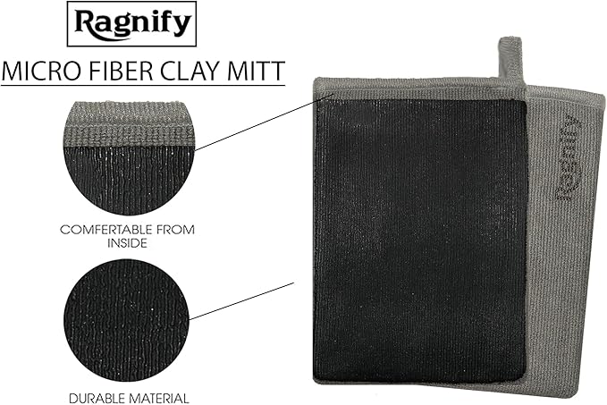 Pack of 2 Clay Mitt Auto Detailing Medium Grade Clay Bar Alternative Mitt for Flawless Removal of Surface Bonded Micro Contaminant (Gray)