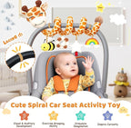 Stuffed Spiral Car Seat Baby Toys 6-12 Months, Infant Giraffe Sensory Toys Hanging Stroller Accessories, Newborn Shower Gifts for Baby Boys Girls Essentials | Cute Colorful Giraffe