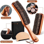 4 Pcs Horsehair Felt Hat Brush Kit with Cleaning Sponge Cowboy Clean Hat Wood Fedora Hat Cleaning Set Baseball Cap Lint Brush Remove Dust for Hair Furniture Suits Clothes(Style D)