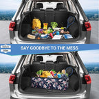 MIU COLOR Trunk Organizer for Car, Car Organizer, Sturdy Trunk Organizer for SUV, Non-Slip Bottom, Storage Organizer for Sedans, Van, Jeep, Grocery, Large 3 Compartments, Floral 32"×13"×10.6"