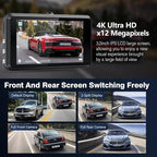 Miden S7 4K Dash Cam Front and Rear, 64G SD Card,2160P+1080P FHD Dual Dash Camera for Cars,176°+160° Wide Angle,3.2'' IPS Screen Dashcam,Loop Recording,G-Sensor,WDR,24H Parking Monitor,Night Vision
