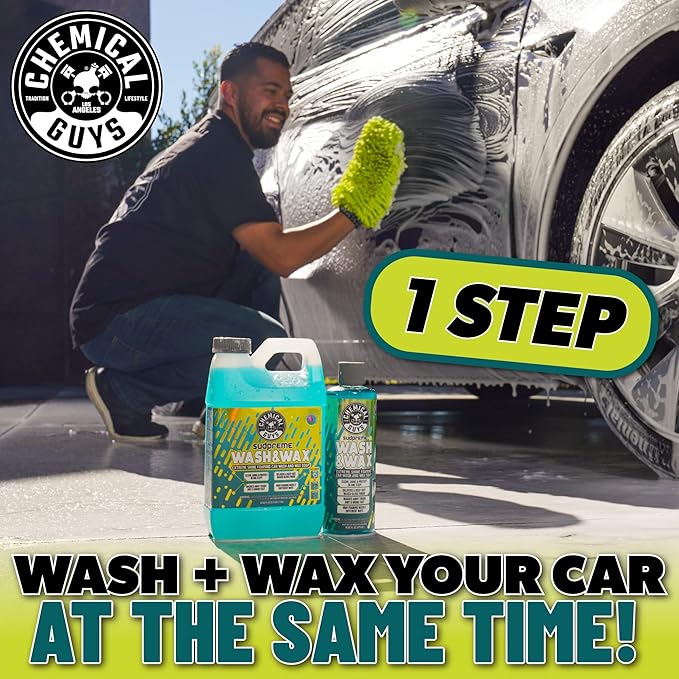 Chemical Guys Sudpreme Wash & Wax Car Wash Soap (2 x 16 Fl Oz) – High-Foam Auto Shampoo with Gloss Boosting Wax for Clean, Shiny Finish