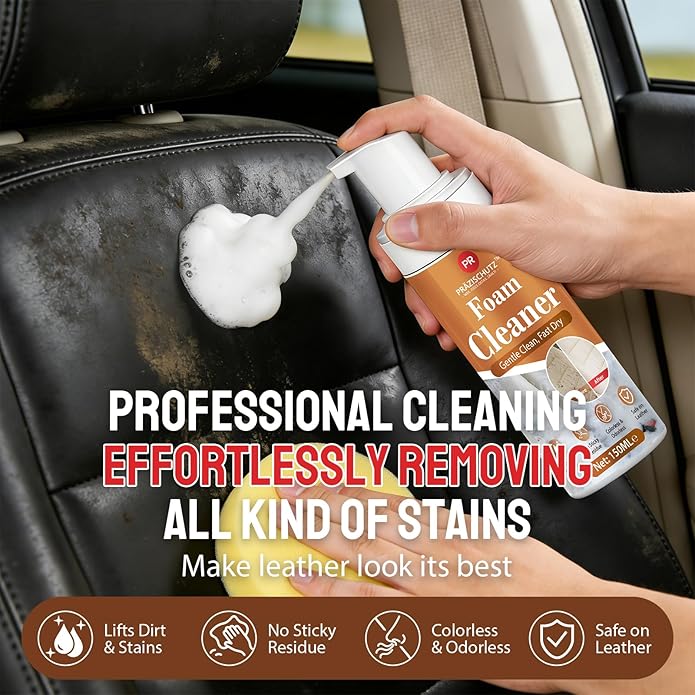 Foam Cleaner and Leather Conditioner Kit Long-Lasting Protection for Leather Car Interior, Furniture, Sofa