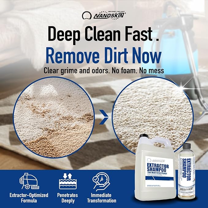 Nanoskin EXTRACTOR SHAMPOO Low Foaming Carpet Cleaner 5 Gallons - Machine Use Upholstery Cleaner, Stain Remover & Odor Eliminator on Rug Car Upholstery Carpets | For Automotive, Home, Office & More