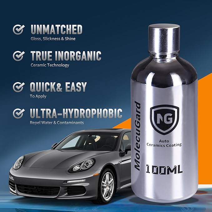 100ml Auto Light Ceramic Coating for Cars, High Shine Paint Protection, Easy to Apply, 1+ Year Durability, Car Coating Cleaner for 3 Small-Med Cars