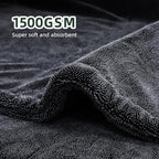 2-Pack 24" x 36" 11.8" x 11.8" Twisted-Loop Car Drying Towel 1500GSM Microfiber Cleaning Cloth for Car Trucks Motorcycles Streak Free Lint Free Ultra Absorbent Washing Cloth for Kitchen Window (Grey)